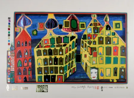 丝网印刷 Hundertwasser - Mit der Liebe warten tut weh, wenn die Liebe woanders ist, Plate 3, 1970-72