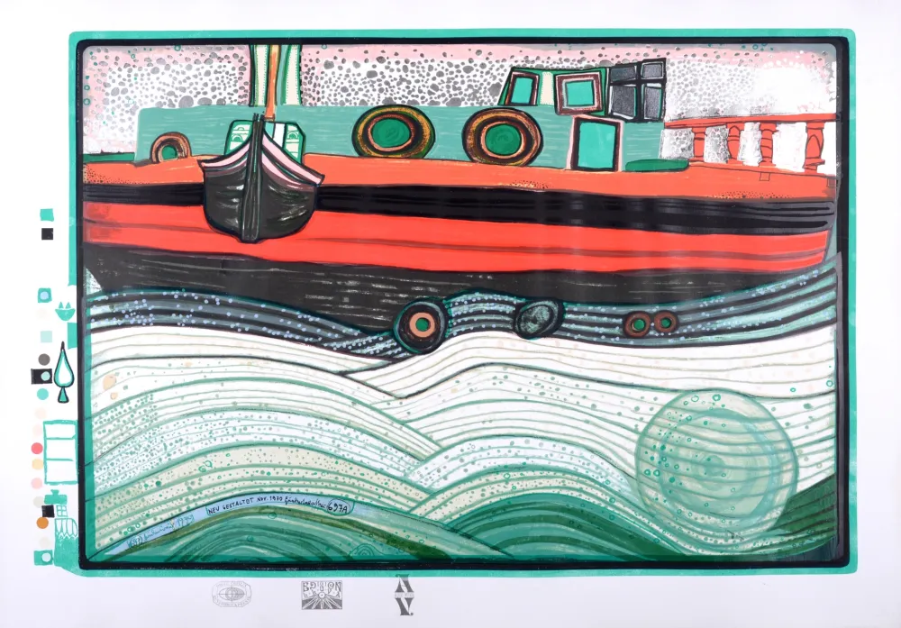 丝网印刷 Hundertwasser - Regentag auf Liebe Wellen, 1972