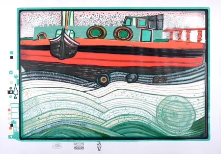 丝网印刷 Hundertwasser - Regentag auf Liebe Wellen, 1972