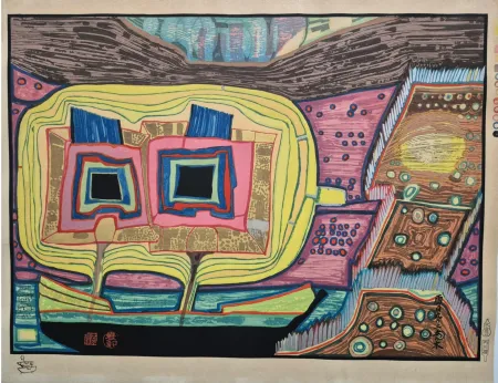 复数作品 Hundertwasser - Two Trees on the Ship Regentag (Portfolio Midori No Namida)
