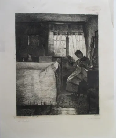 版画 Ilsted - Bed Chamber Interior