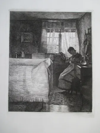版画 Ilsted - Bedchamber Interior
