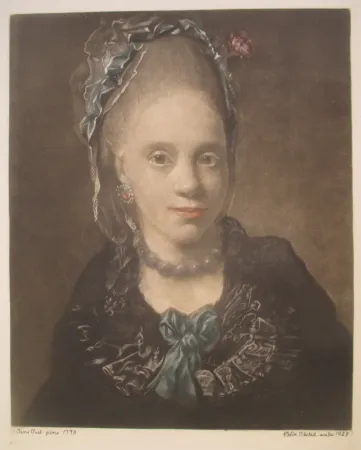 美柔汀铜版画 Ilsted - Portrait of a Lady - after Jens Juel