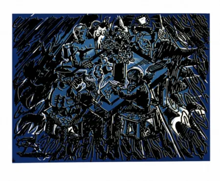 油毡版画 Immendorff - Söhne der Sonne I