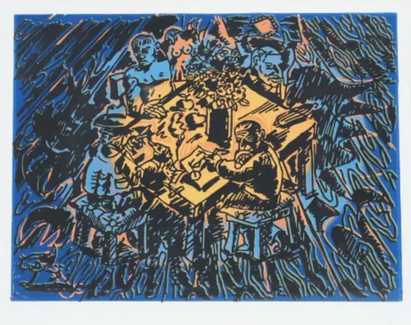 油毡版画 Immendorff - Söhne der Sonne II