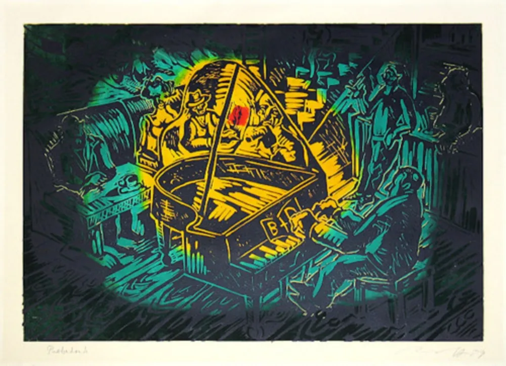 油毡版画 Immendorff - Ständchen für B und D