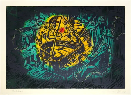 油毡版画 Immendorff - Ständchen für B und D