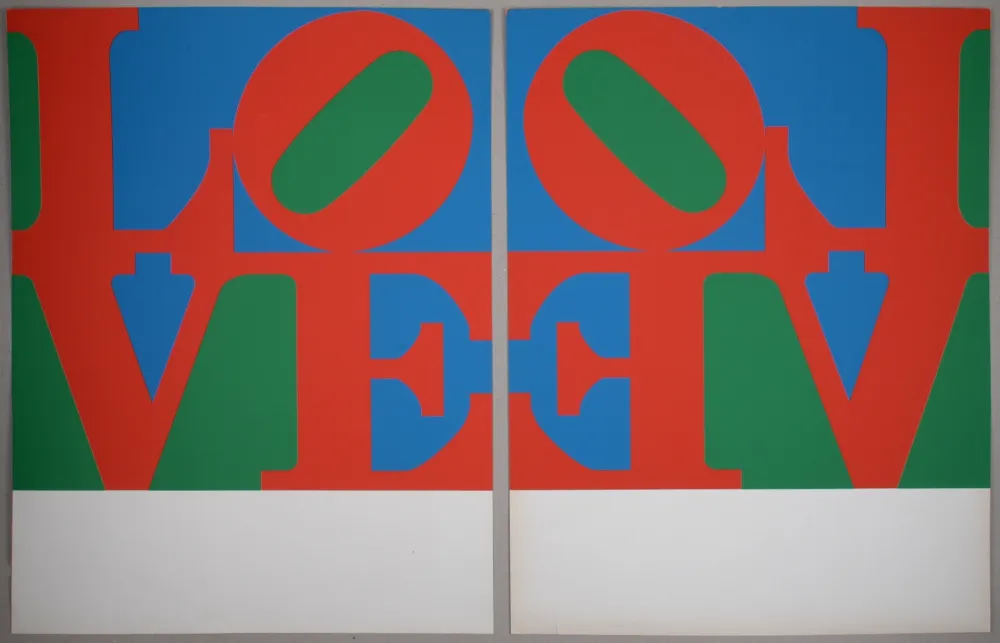 丝网印刷 Indiana - Diptych, from LOVE Wall (LOVE Frieze), 1967 - Hand-signed