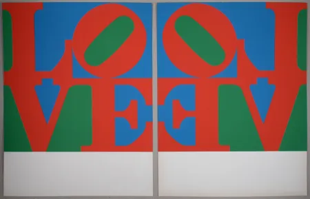 丝网印刷 Indiana - Diptych, from LOVE Wall (LOVE Frieze), 1967 - Hand-signed