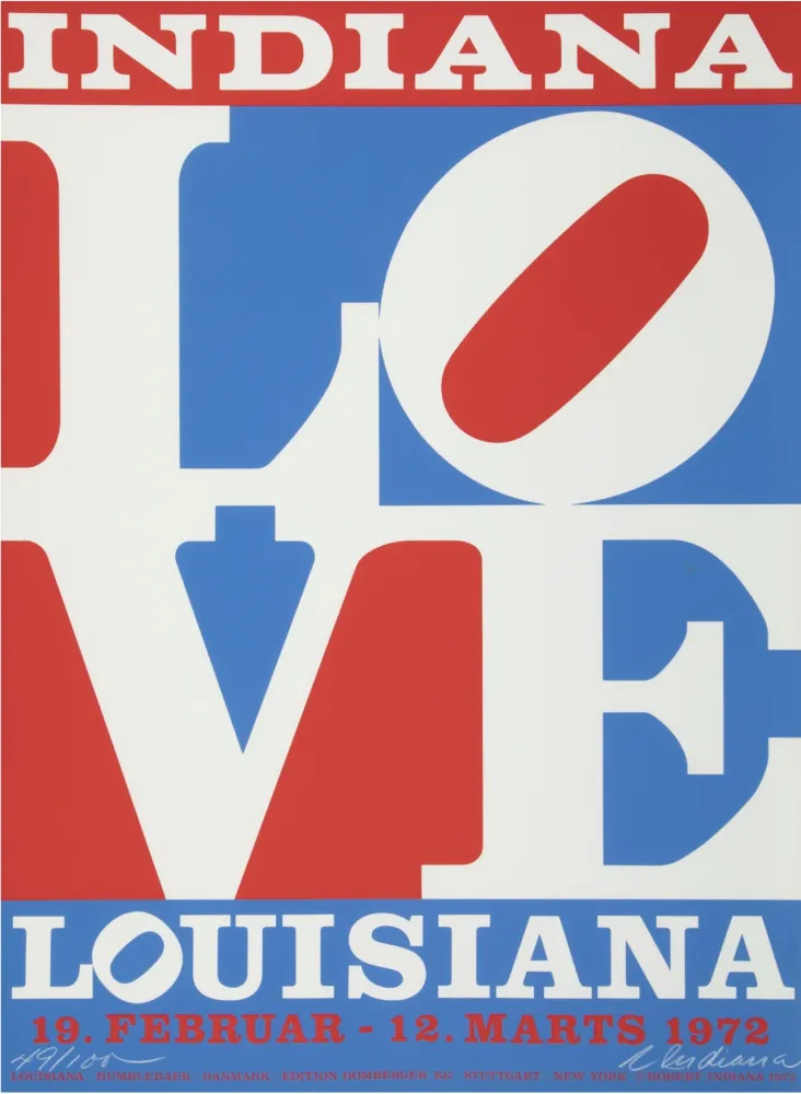 丝网印刷 Indiana - Louisiane, LOVE, 1972 - Hand-signed
