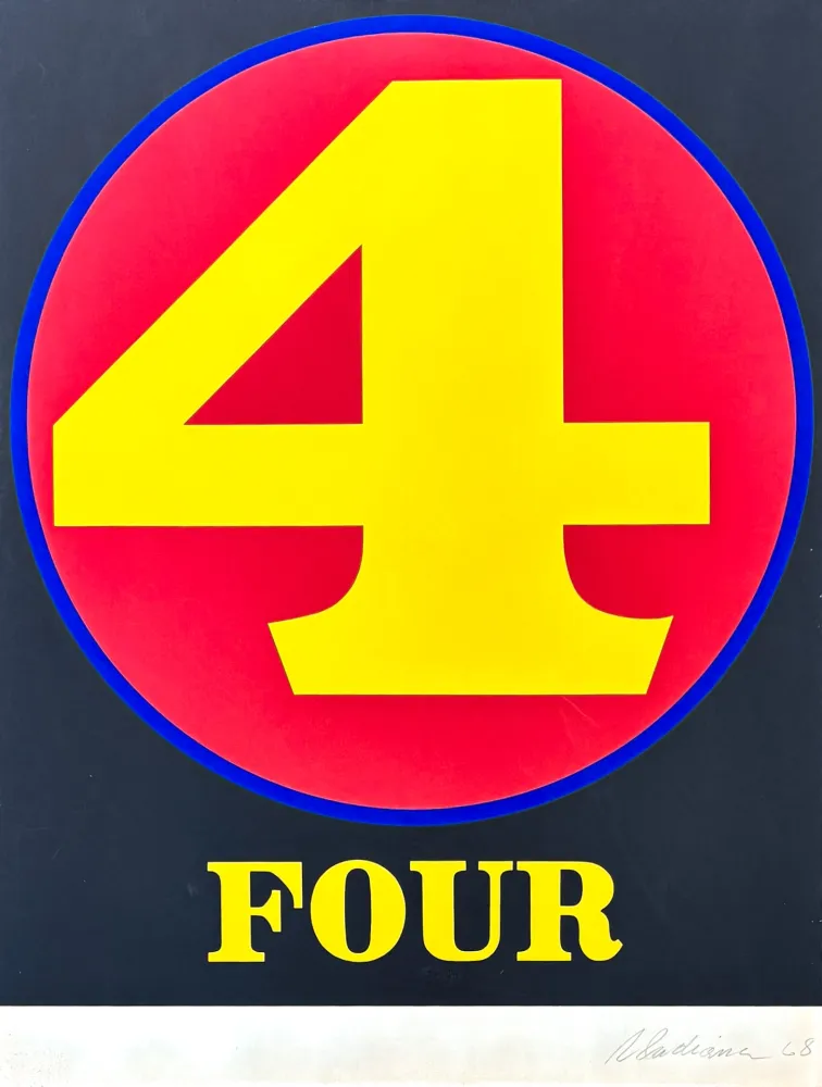 丝网印刷 Indiana - Robert Indiana (1928–2018) - Four, from numbers - Screenprint in colors on Schoellers Parole paper - 1968