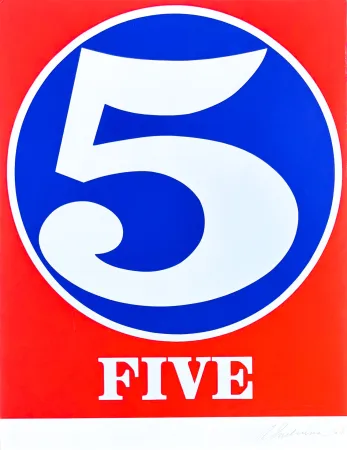 版画 Indiana - Robert Indiana(1928–2018) - Five, from numbers - Screenprint in colors - 1968