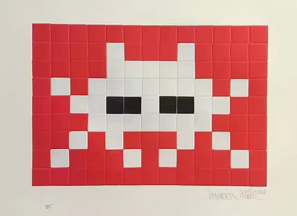丝网印刷 Invader - Invasion White (with Red and Black)