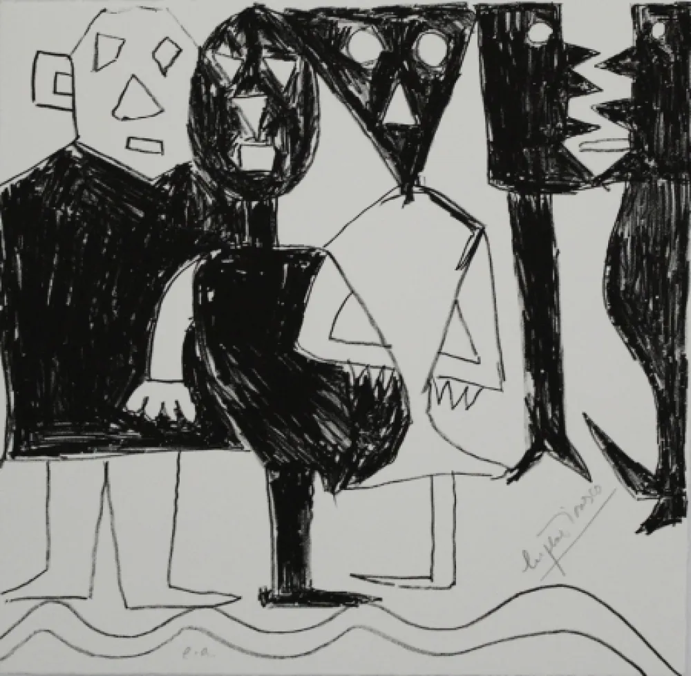 石版画 Ionesco - A bord de la nef