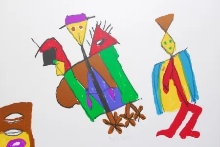 石版画 Ionesco - A bord de la nef des fous