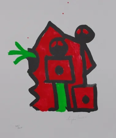 石版画 Ionesco - Rouge au noir