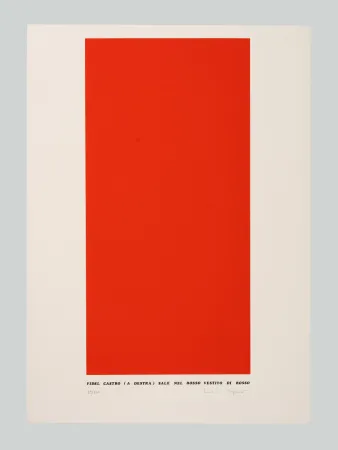 丝网印刷 Isgrò - Fidel Castro (a destra) sale nel rosso vestito di rosso