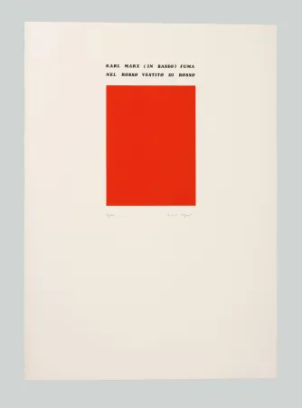 丝网印刷 Isgro - Karl Marx (in basso) fuma nel rosso vestito di rosso