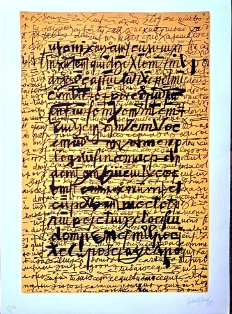 石版画 Isou -  Lettrist composition, Handsigned amd Dated  Lithograph,  1989