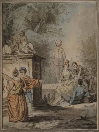 飞尘腐蚀法 Janinet - Nach Jean Antoine Watteau (1684-1721). Komödiantenszene 