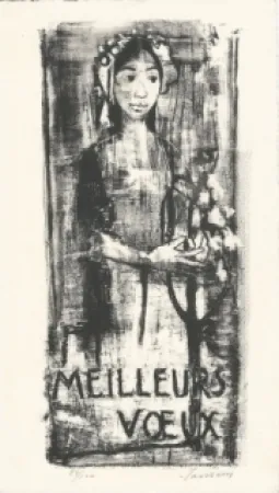 石版画 Jansem - Carte de voeux