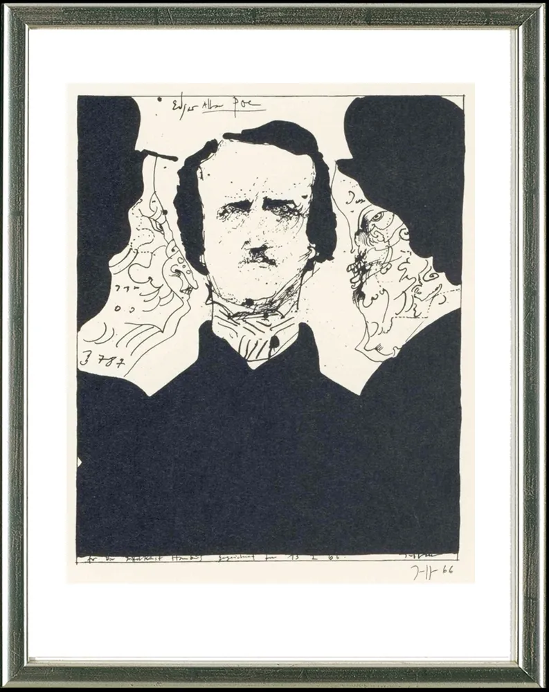 石版画 Janssen - Edgar Allen Poe, 13.2.1966