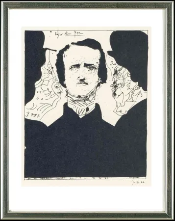 石版画 Janssen - Edgar Allen Poe, 13.2.1966