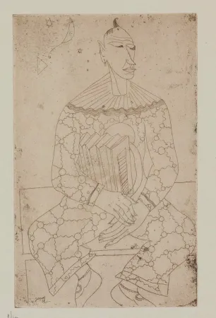 蚀刻版画 Jespers - Clown avec accordeon
