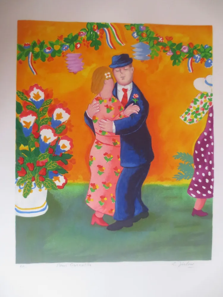 石版画 Jirlow - Couple dansant