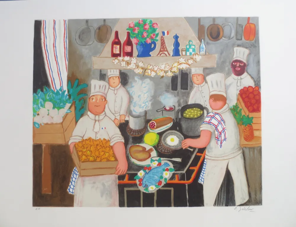 石版画 Jirlow - Promenade culinaire a PARIS