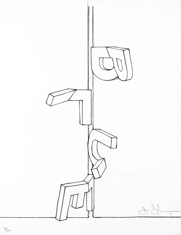 石版画 Johns - Bent Blue