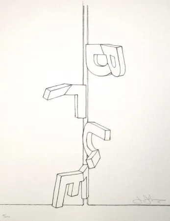 石版画 Johns - Bent blue