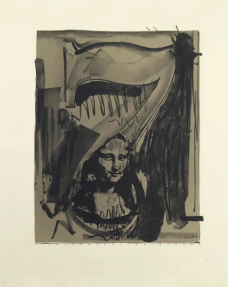 石版画 Johns - Figure 7, Black Numerals Series
