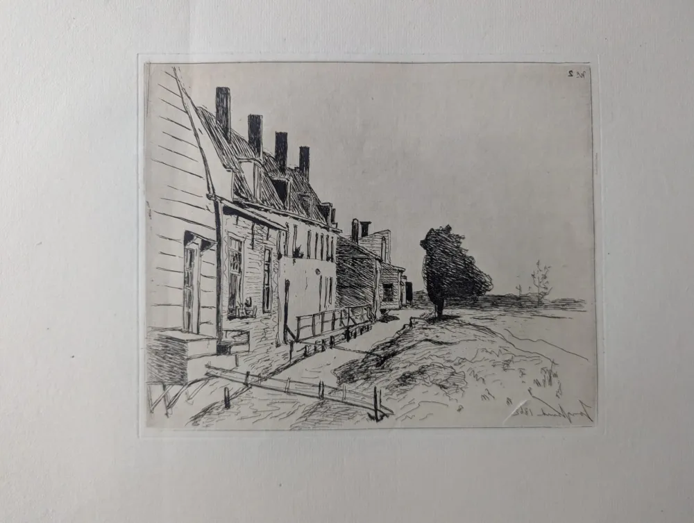 蚀刻版画 Jongkind - Les maisons au bord du canal / Houses along the Canal Bank