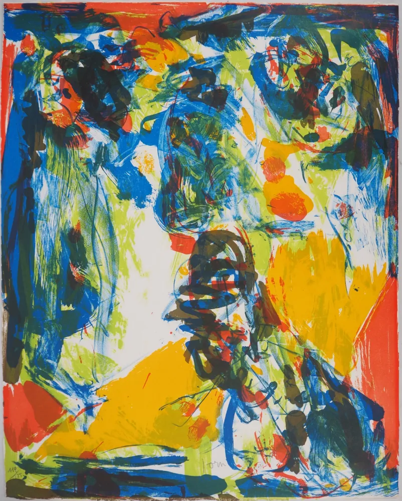 石版画 Jorn - Composition fauve