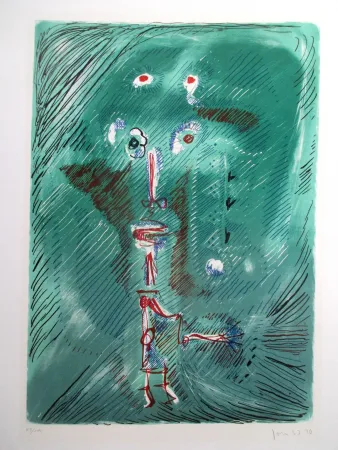 石版画 Jorn - Dieu chantant de la bouteille