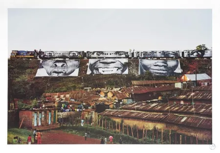 石版画 Jr - Action in Kibera Slum, Train Passage 1, Kenya, 2009