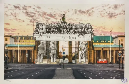 石版画 Jr - Giants, Brandenburg Gate, September 27, 2018, 18h55, © Iris Hesse, Ullstein Bild, Roger-Viollet, Berlin, Germany, 2018