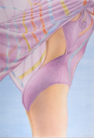 石版画 Kacere - Nageur violet