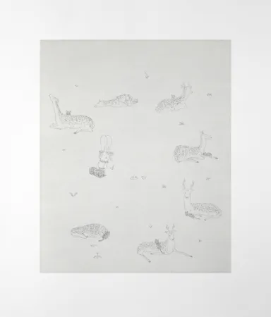 版画 Kaga - Catching of the 7 wild black cats