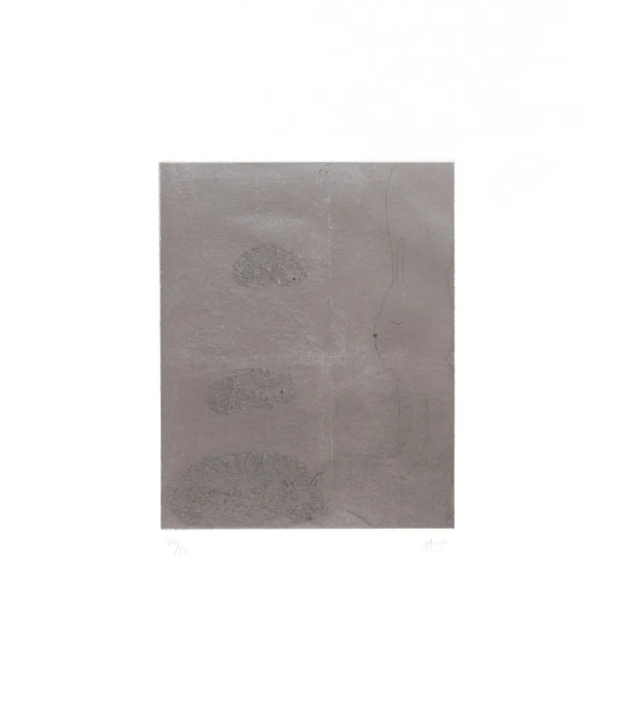 版画 Kaga - Four sleepers with cats and fox