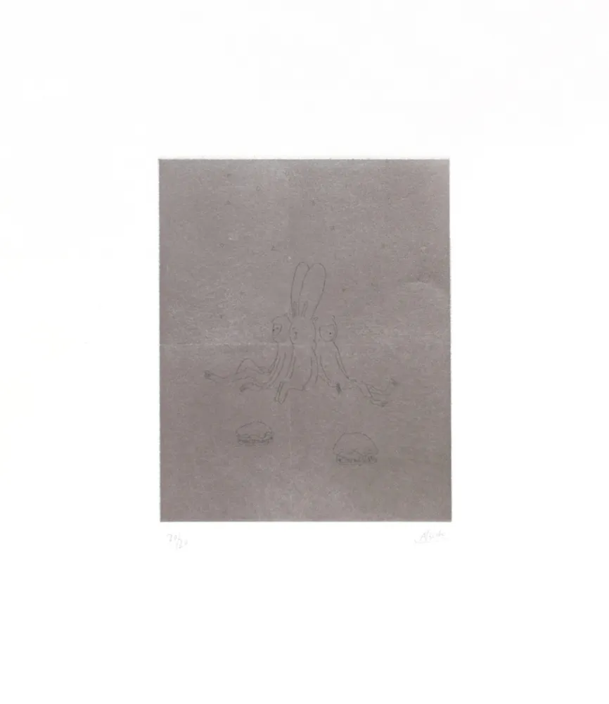 版画 Kaga - Four sleepers with monkeys