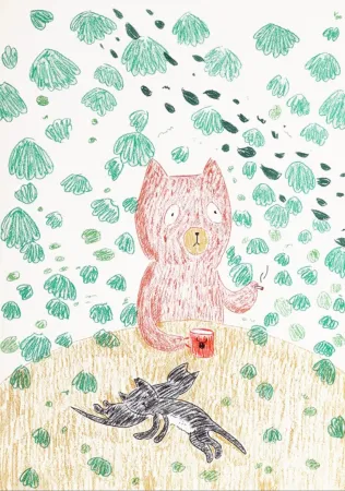 石版画 Kaga - Kumacchi in green 1