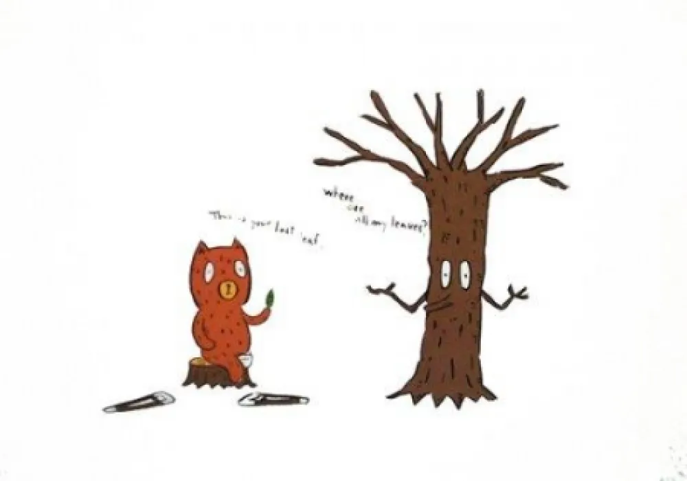 石版画 Kaga - This is the last leaf.