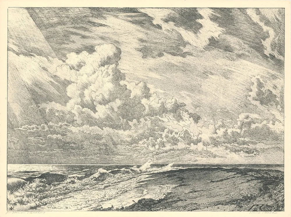 石版画 Kätelhön - Die Düne (Heligoland)