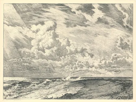 石版画 Kätelhön - Die Düne (Heligoland)