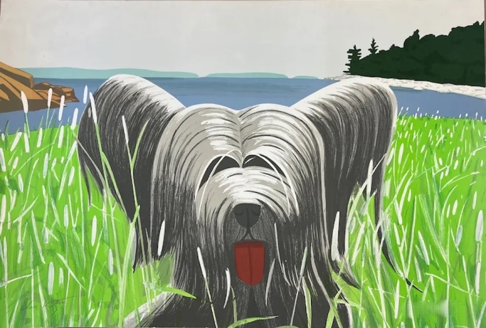 石版画 Katz - Dog at duck trap