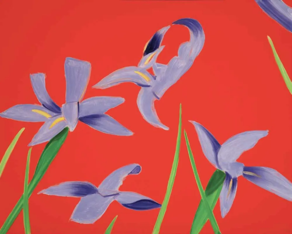 无技术 Katz - Purple Irises on Red