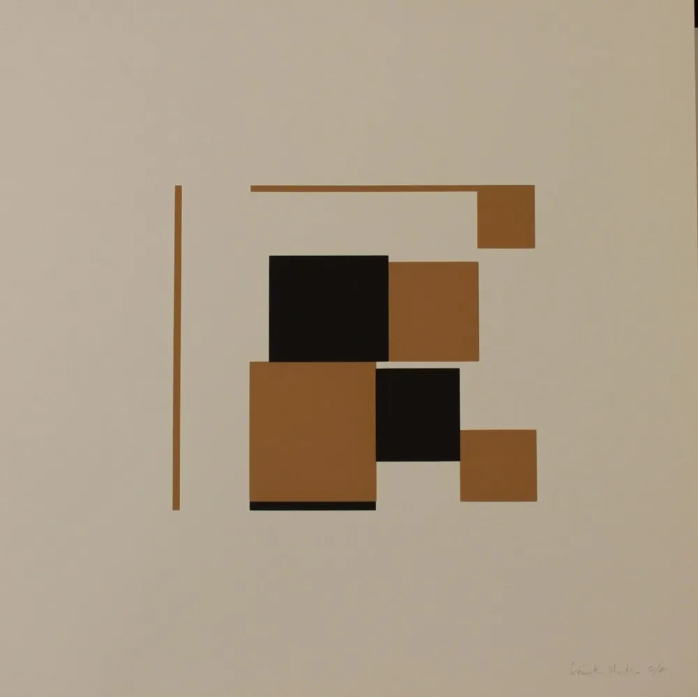 石版画 Kenneth - OCHRE AND BLACK - EXACTA FROM CONSTRUCTIVISM TO SYSTEMATIC ART 1918-1985