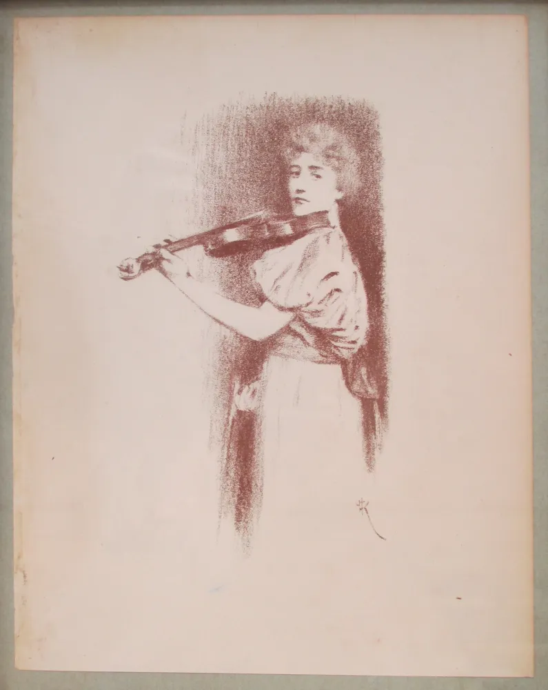 石版画 Khnopff - The Violinist